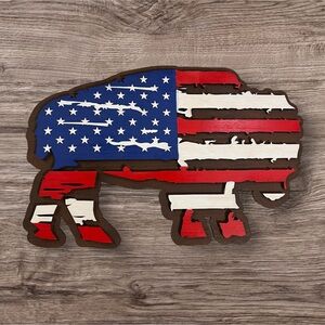 Handmade Laser Cut American Flag Buffalo